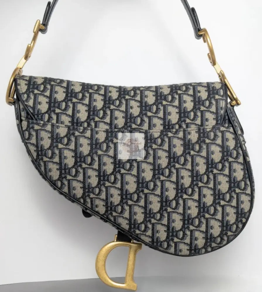 Torebka Dior Saddle medium Blue Oblique Jacquard Fabric/brushed gold