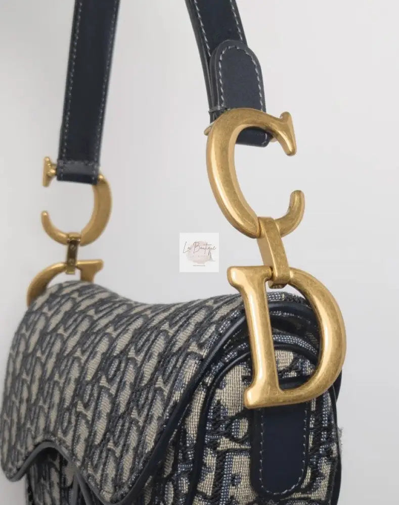 Torebka Dior Saddle medium Blue Oblique Jacquard Fabric/brushed gold