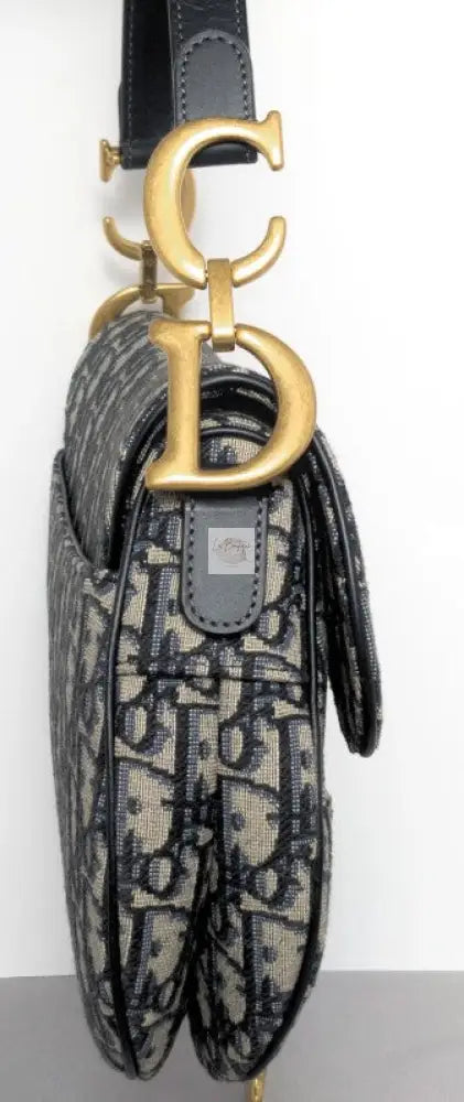 Torebka Dior Saddle medium Blue Oblique Jacquard Fabric/brushed gold