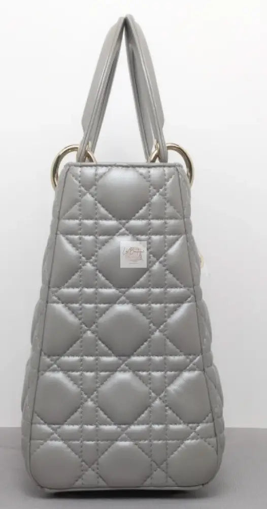 Torebka Lady Dior medium opal grey/light gold NOWA