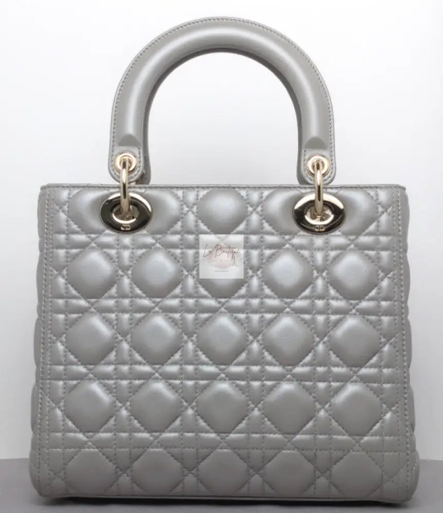 Torebka Lady Dior medium opal grey/light gold NOWA