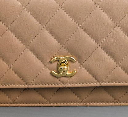 Torebka Chanel WOC z rączką 3B Dark Beige Lambskin/Gold