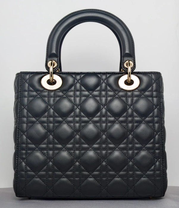 Torebka Lady Dior medium black lambskin/gold NOWA