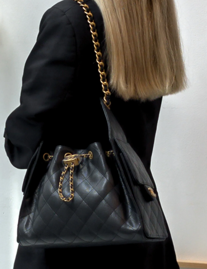 Torebka Chanel 25 large black caviar/gold new