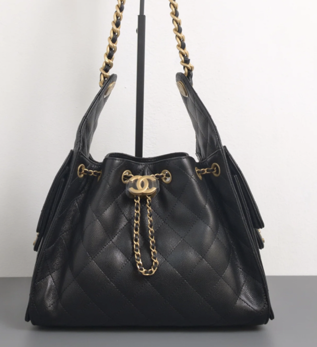 Torebka Chanel 25 large black caviar/gold new