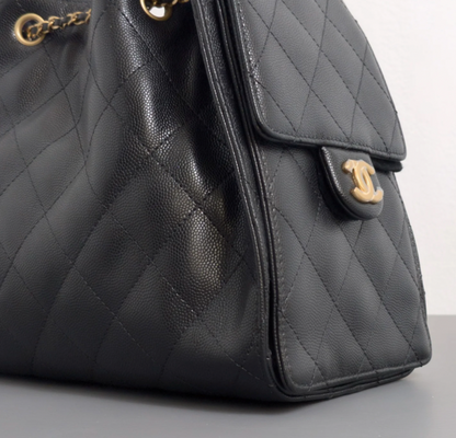 Torebka Chanel 25 large black caviar/gold new