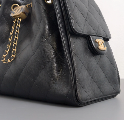 Torebka Chanel 25 large black caviar/gold new