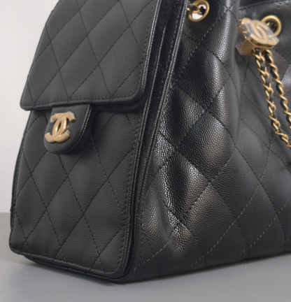 Torebka Chanel 25 large black caviar/gold new