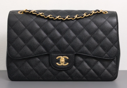 Torebka Chanel Jumbo caviar black/gold - like NEW