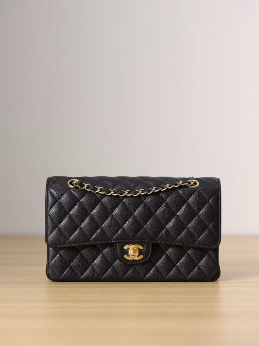 Torebka Chanel medium classic caviar black/gold new