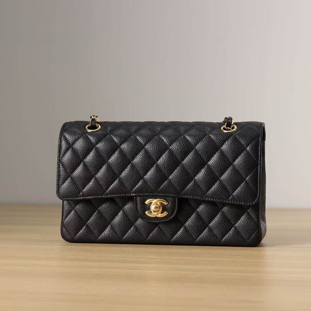 Torebka Chanel medium classic caviar black/gold new