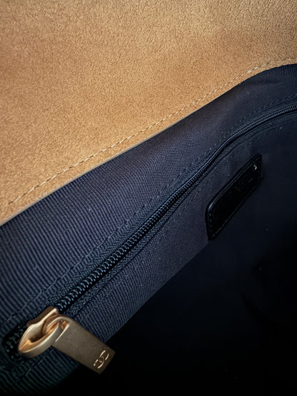 Torebka Chanel sezonal z klapką beige/black/gold New