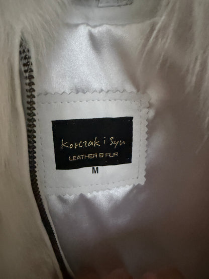 Luksusowe Futro z Lisa Białego 2w1 z Kapturem M/38