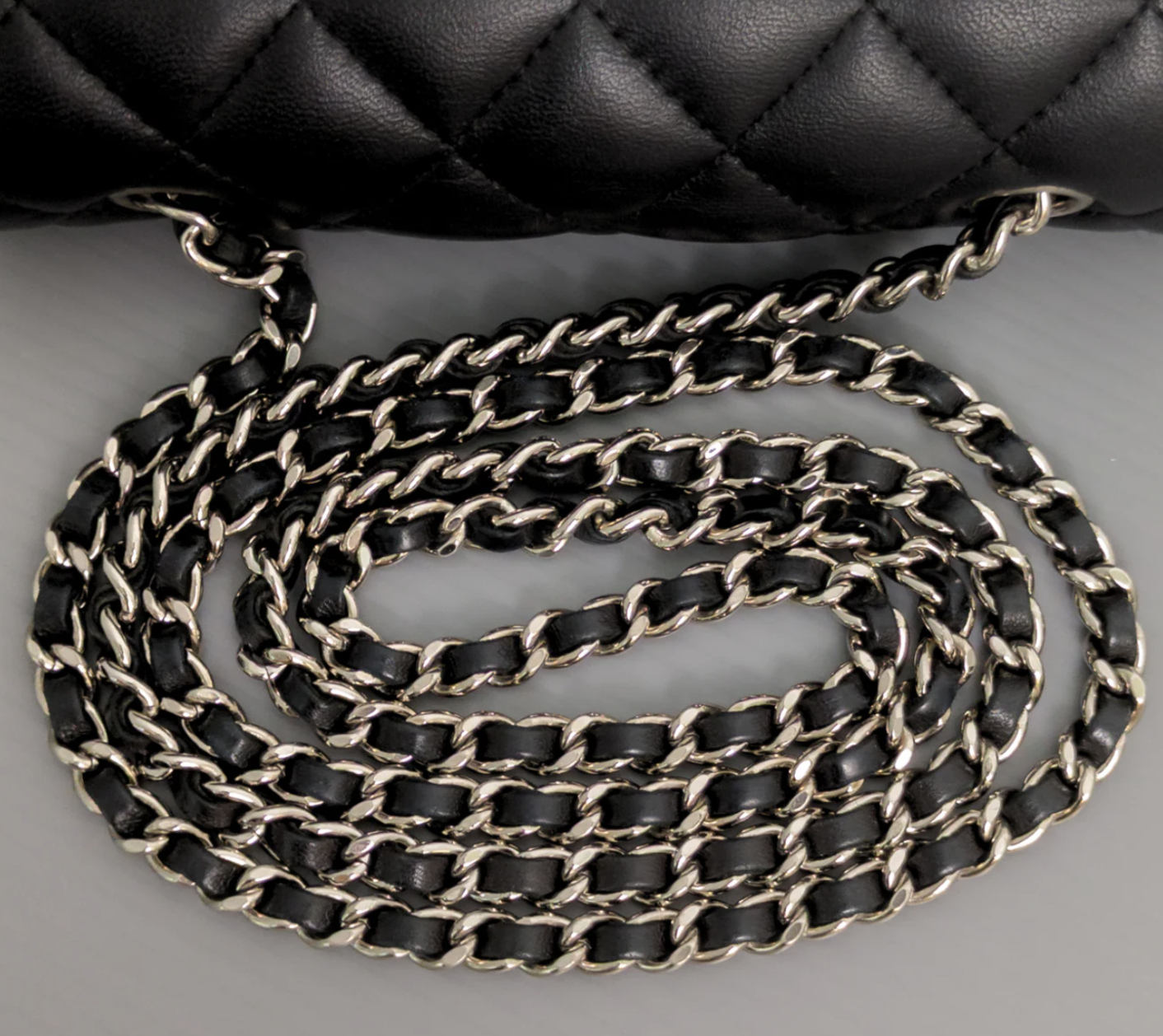 Torebka Chanel Mini Square black lamb/silver PERFECT