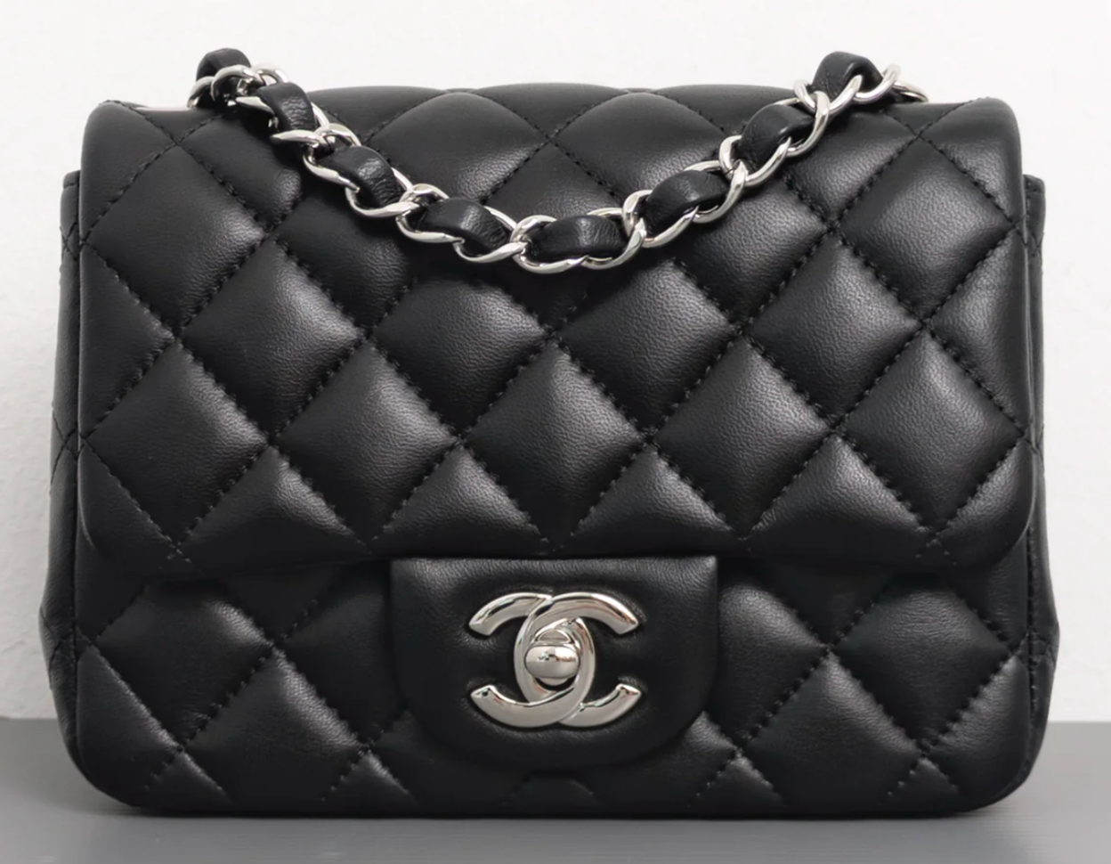 Torebka Chanel Mini Square black lamb/silver PERFECT