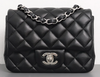 Torebka Chanel Mini Square black lamb/silver PERFECT