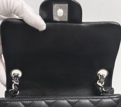 Torebka Chanel Mini Square black lamb/silver PERFECT