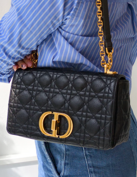 Torebka Dior Caro medium black/gold 2022 PERFECT