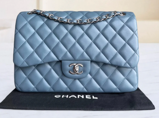 Torebka Chanel jumbo lamb blue/silver 2013