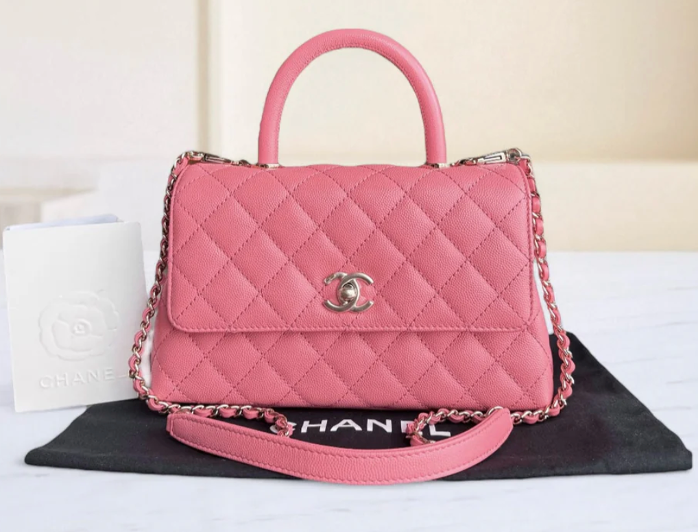 Torebka Chanel Coco Handle small pink/gold caviar NEW FULL SET