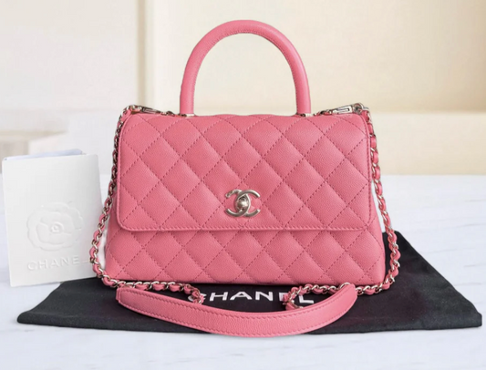 Torebka Chanel Coco Handle small pink/gold caviar NEW FULL SET