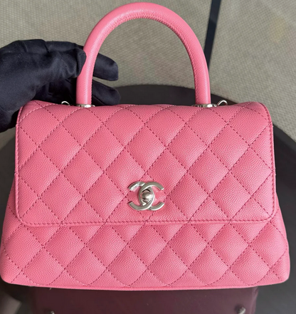 Torebka Chanel Coco Handle small pink/gold caviar NEW FULL SET