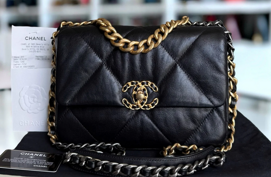 Torebka Chanel 19 small goatskin black multicolored 2020 FULL SET
