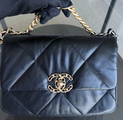 Torebka Chanel 19 small goatskin black multicolored 2020 FULL SET