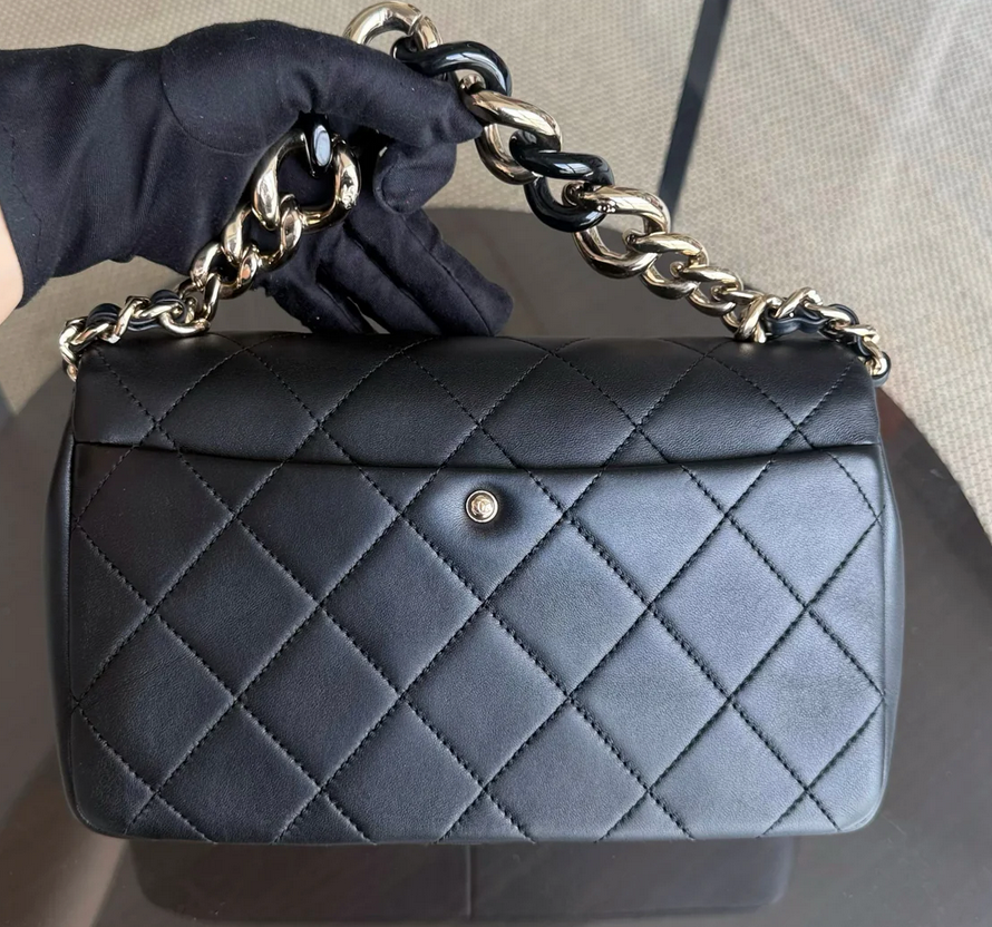 Torebka Chanel Resin Chain Seasonal Flap black lambskin/gold medium like NEW 2020