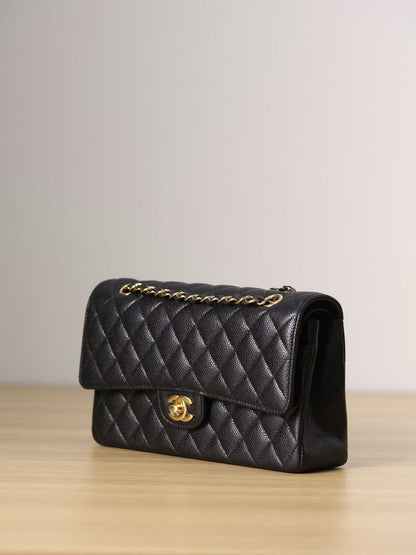 Torebka Chanel medium classic caviar black/gold new