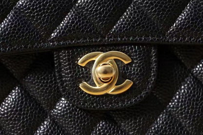 Torebka Chanel medium classic caviar black/gold new