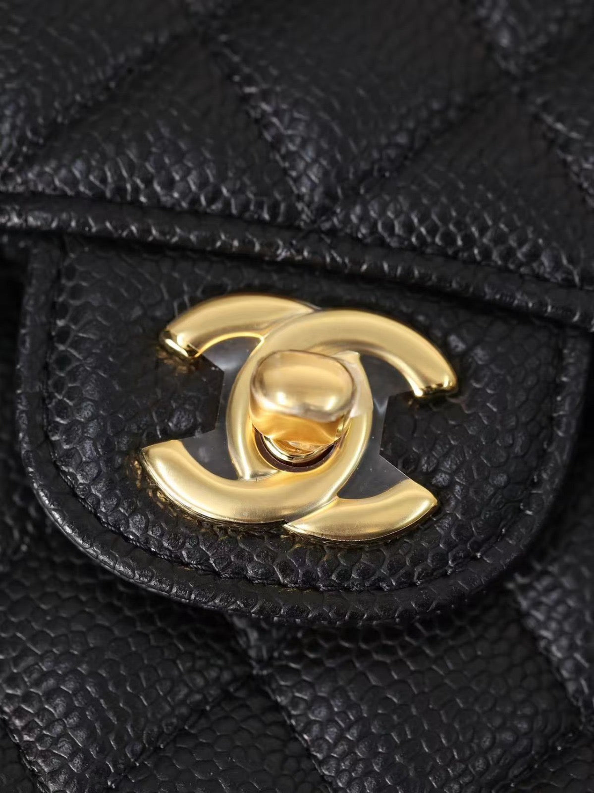 Torebka Chanel medium classic caviar black/gold new