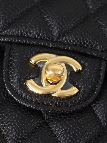 Torebka Chanel medium classic caviar black/gold new