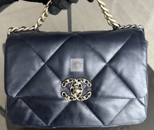 Torebka Chanel 19 small dark navy/gold hdw 2021 z rachunkiem
