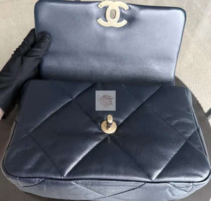 Torebka Chanel 19 small dark navy/gold hdw 2021 z rachunkiem