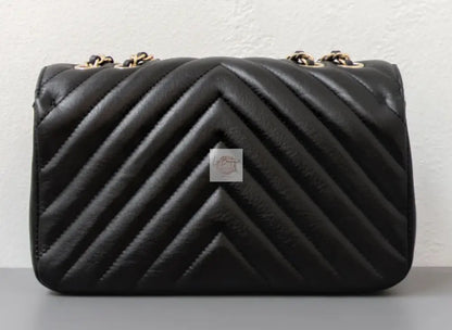 Torebka Chanel Chevron Mini | Black Lambskin Light Gold Hardware 2019 jak nowa