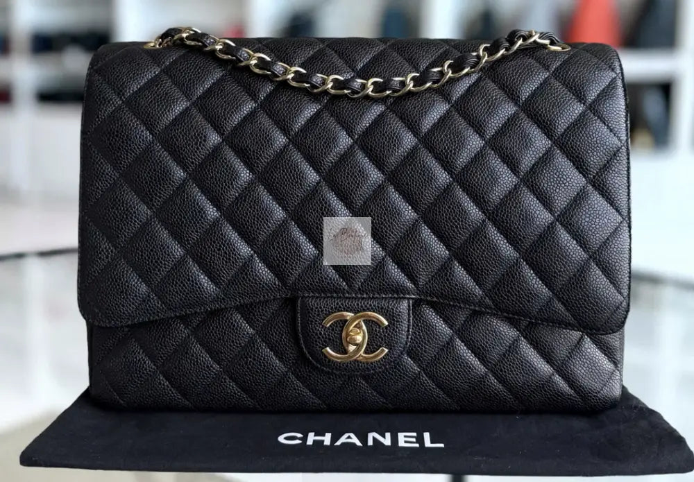 Torebka Chanel classic duoble flap maxi czarna/gold hdw