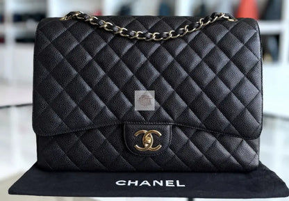 Torebka Chanel classic duoble flap maxi czarna/gold hdw