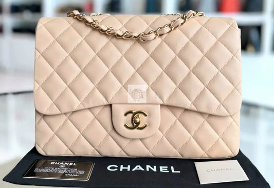 Torebka Chanel Classic Jumbo beige single flap