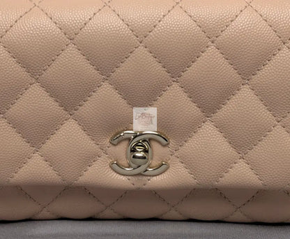 Torebka Chanel Coco Handle mini pink beige/gold hdw caviar