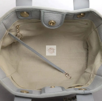 Torebka Chanel Deauville Shopping Tote 23B Grey Canvas/Light Gold