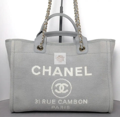 Torebka Chanel Deauville Shopping Tote 23B Grey Canvas/Light Gold