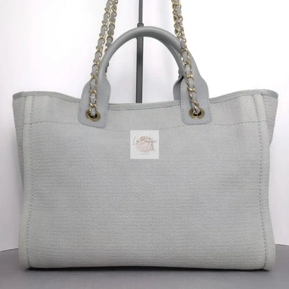 Torebka Chanel Deauville Shopping Tote 23B Grey Canvas/Light Gold