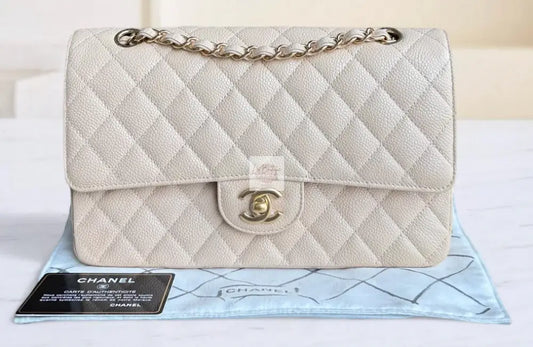 Torebka Chanel medium classic caviar beige/gold