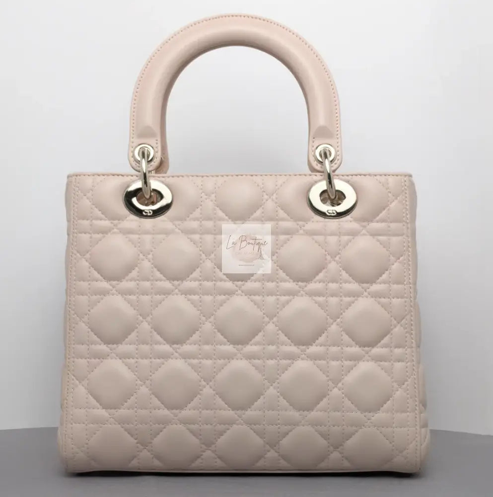 Torebka Dior Lady medium pudrowy róż jasno złoty hdw NOWA