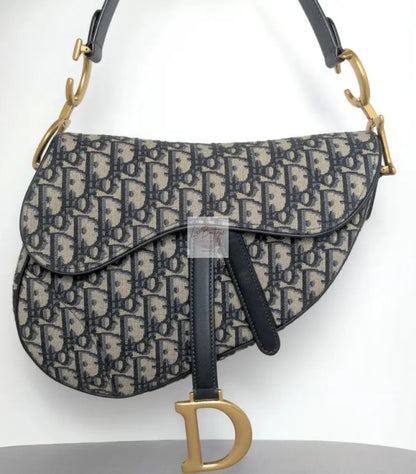 Torebka Dior Saddle medium Blue Oblique Jacquard Fabric/brushed gold