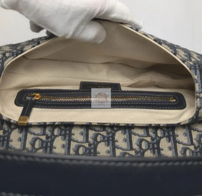 Torebka Dior Saddle medium Blue Oblique Jacquard Fabric/brushed gold