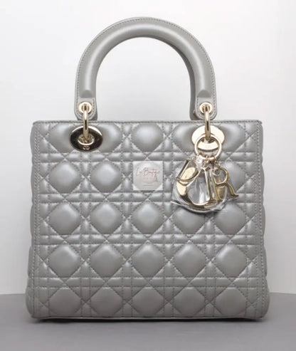 Torebka Lady Dior medium opal grey/light gold NOWA